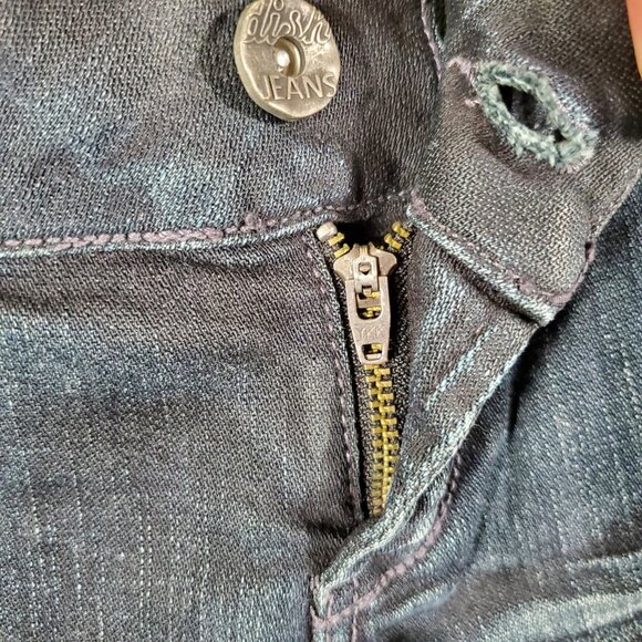 DISH JEANS Paris ultra skinny low rise dark wash L32 biker style Pre-owned - Picture 4 of 14